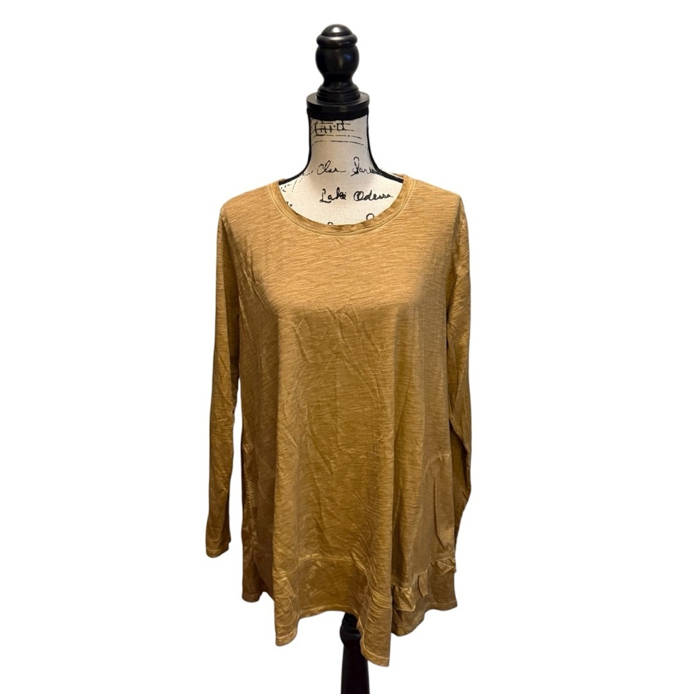 Logo Lavish by Lori Goldstein Annelle Asymmetrical Trapeze Blouse Brown Size XL